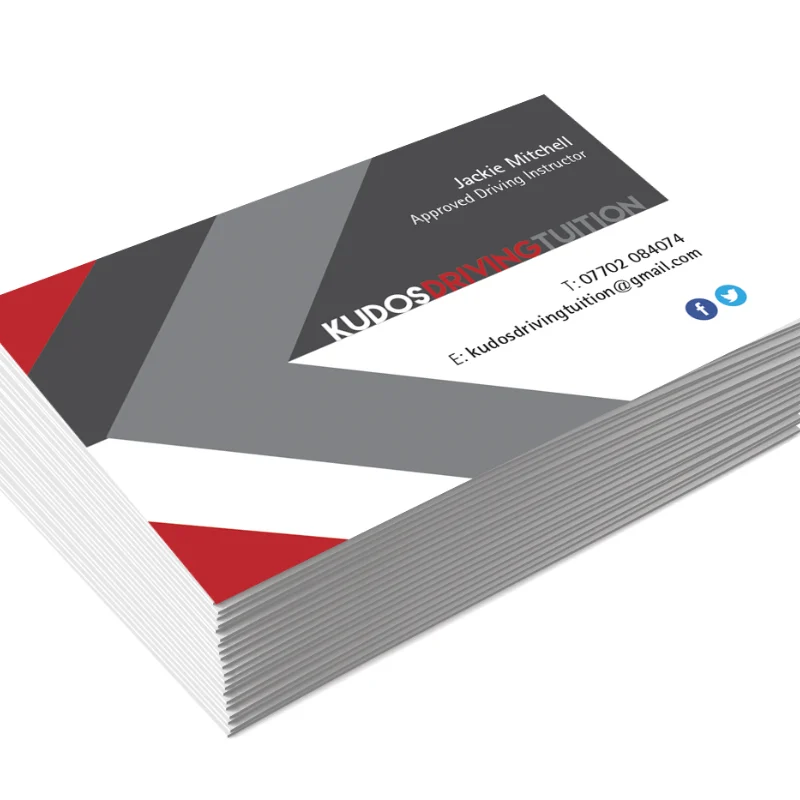 Soft-touch business cards in a stack