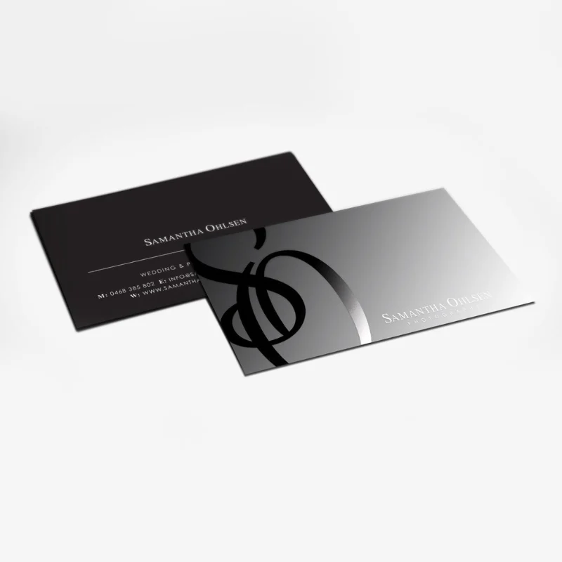Business cards with raised spot UV on a matte finish