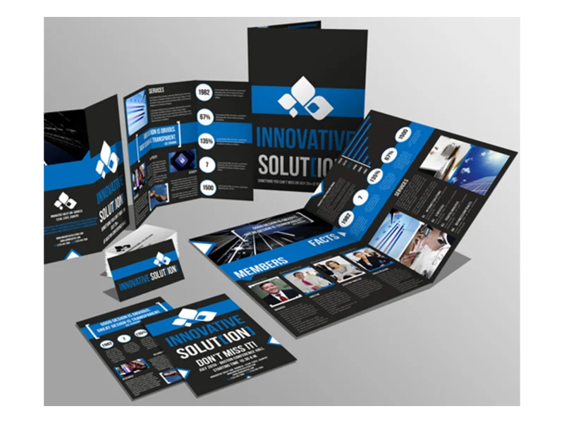 Printed brochure and stationery set for a business