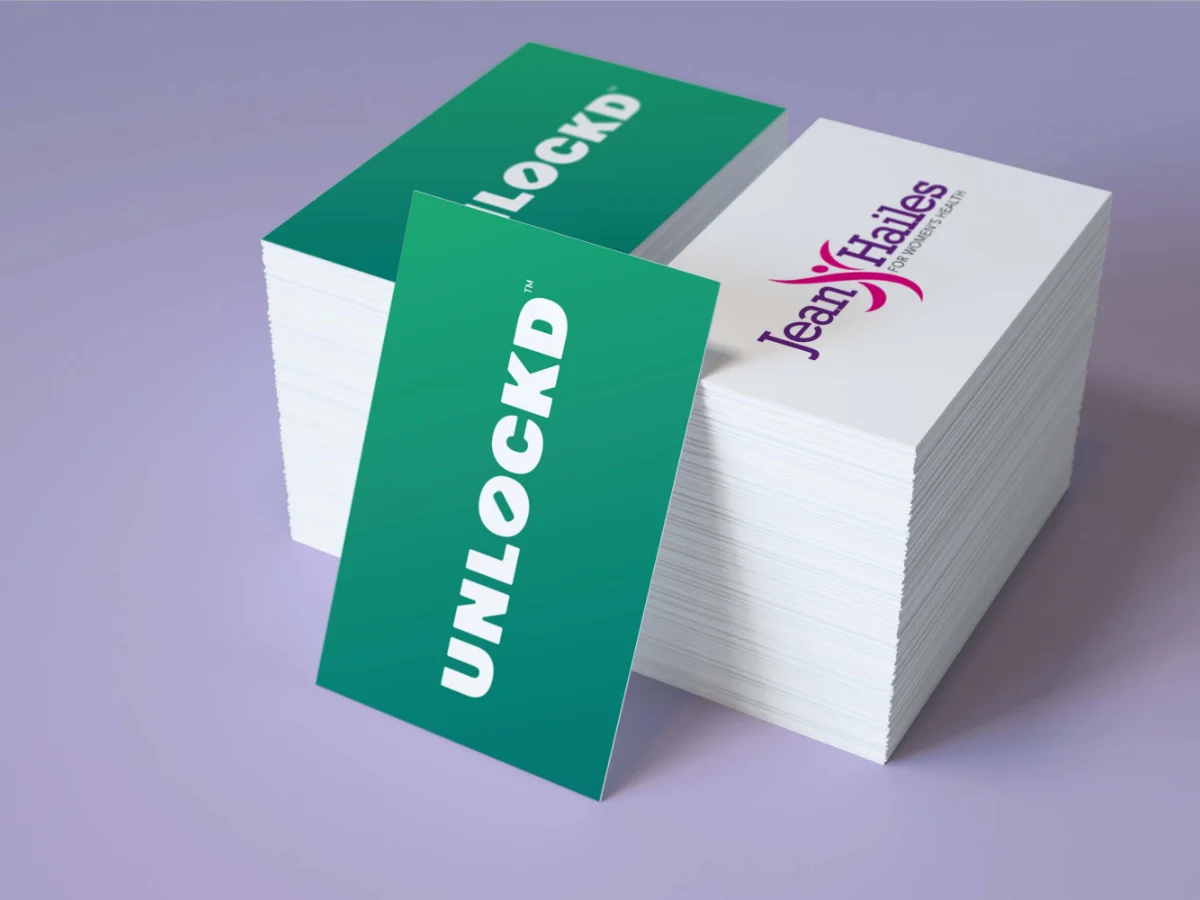 Stacks of printed business cards