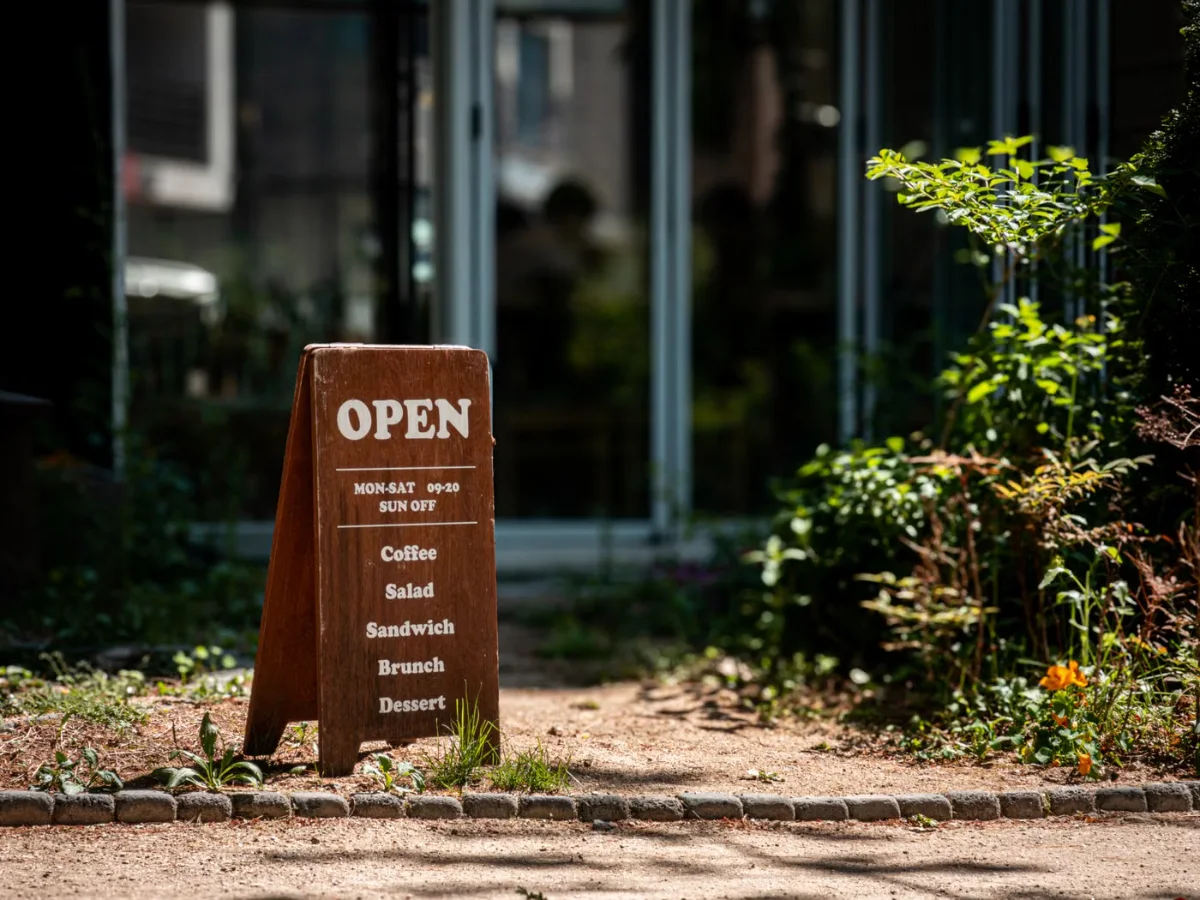 A-frame sign outside a storefront